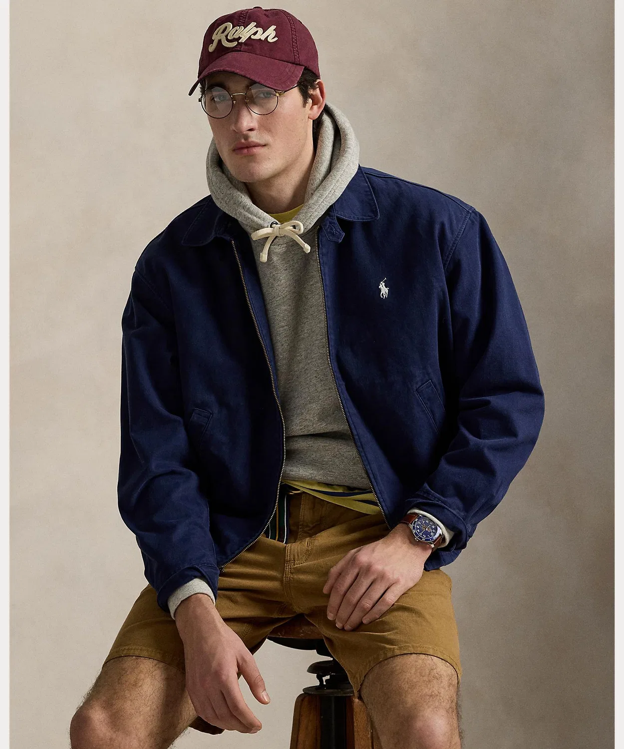 Куртка оверсайз Polo Ralph Lauren из хлопка, темно-синяя