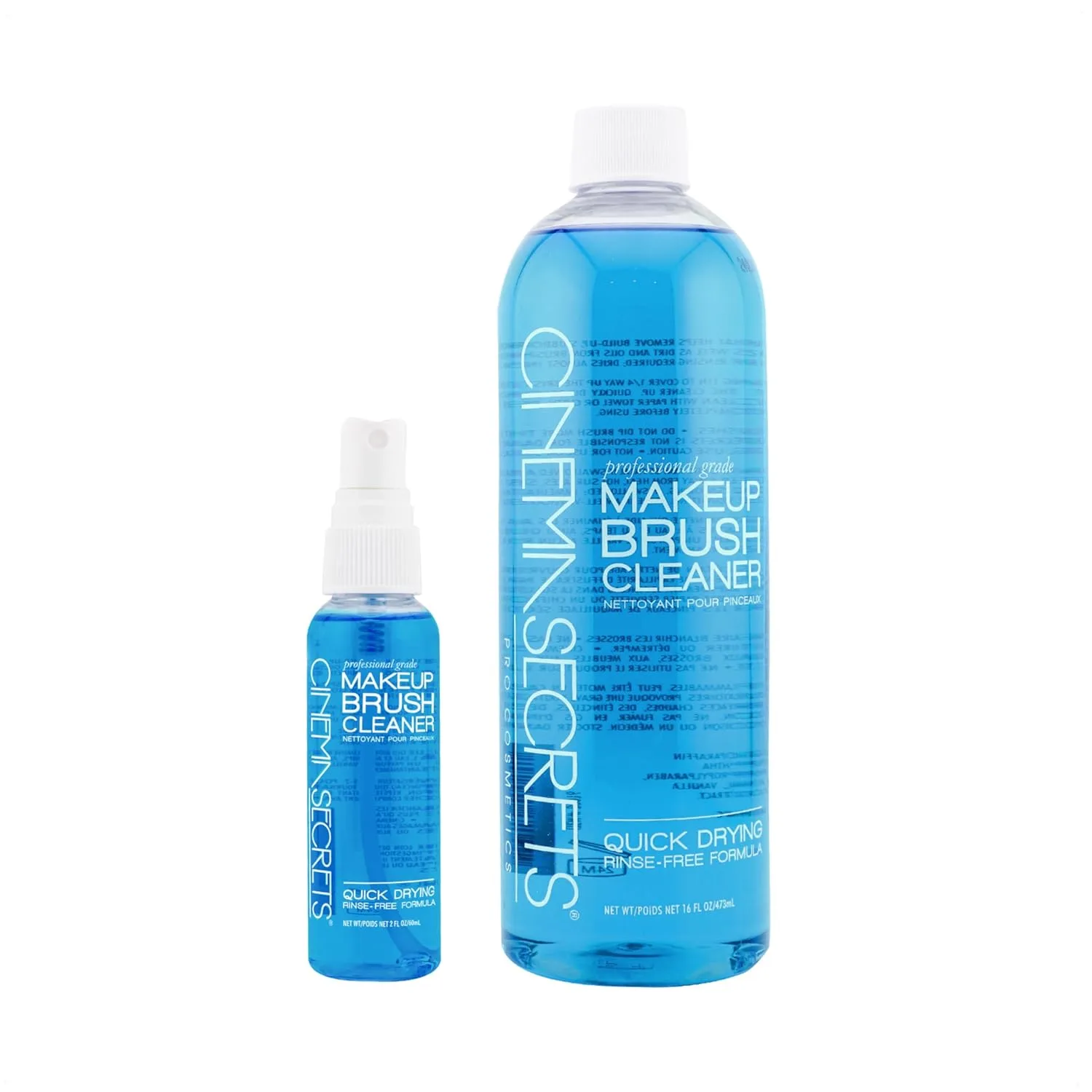 Cinema Secrets Original Blue Vanilla очиститель и спрей для кистей, профессиональный, быстросохнущий, без смывания, удаляет стойкий макияж (473 мл и 59 мл)