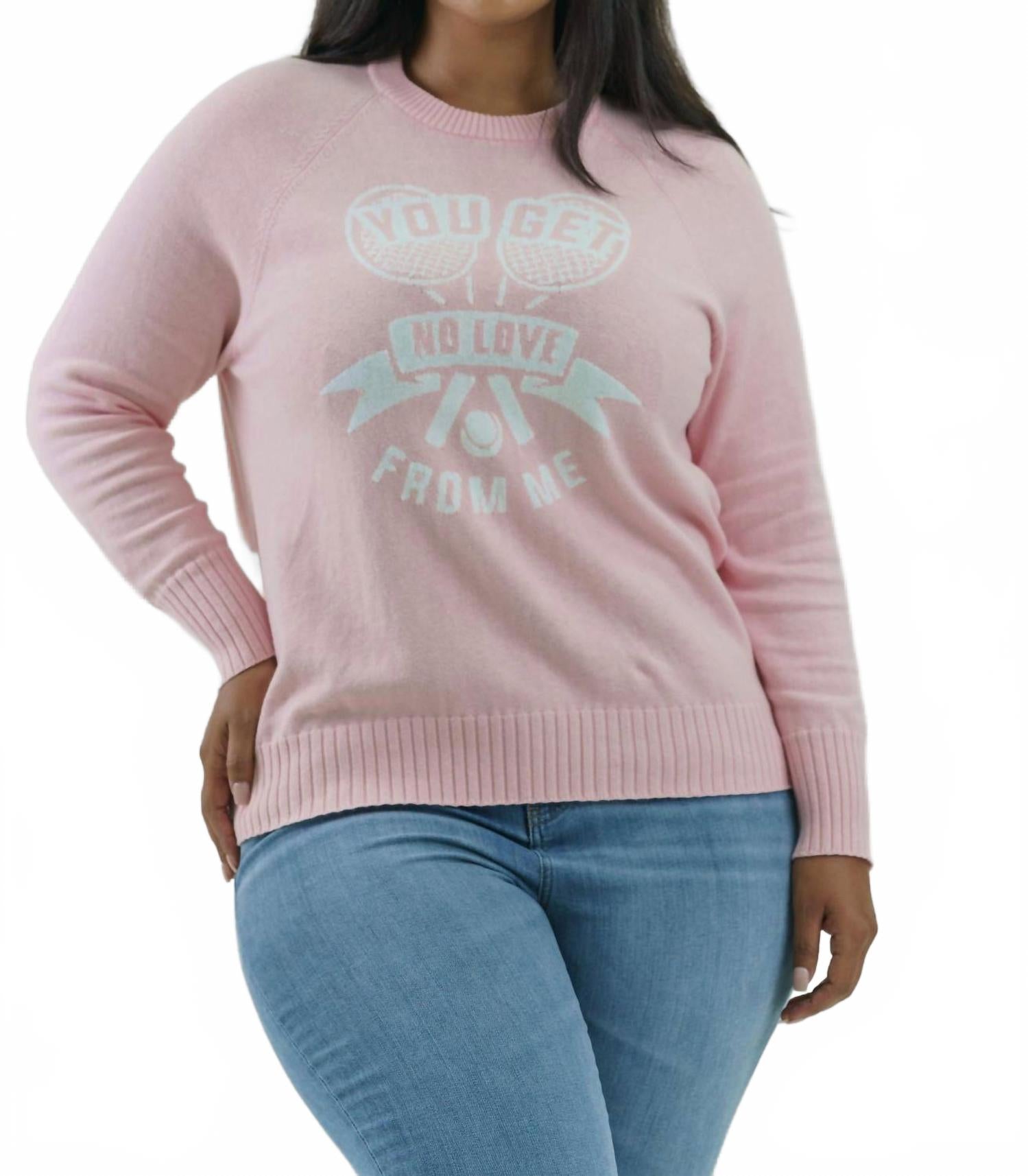 

Толстовка с длинным рукавом "You Get No Love From Me" плюс размера в цвете розовый жемчуг Minnie Rose