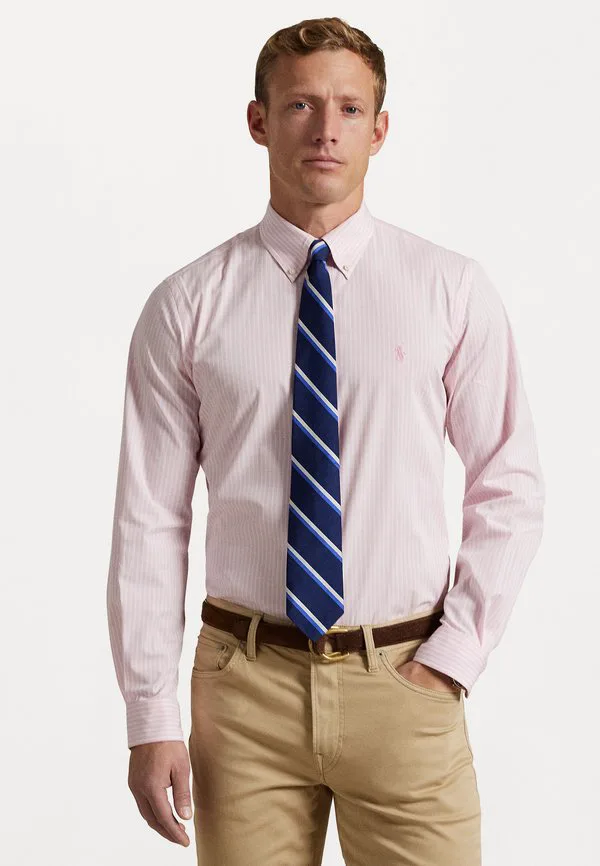 Рубашка из полосатого эластичного поплина, сшитая на заказ. Polo Ralph Lauren, Caramel Pink/White