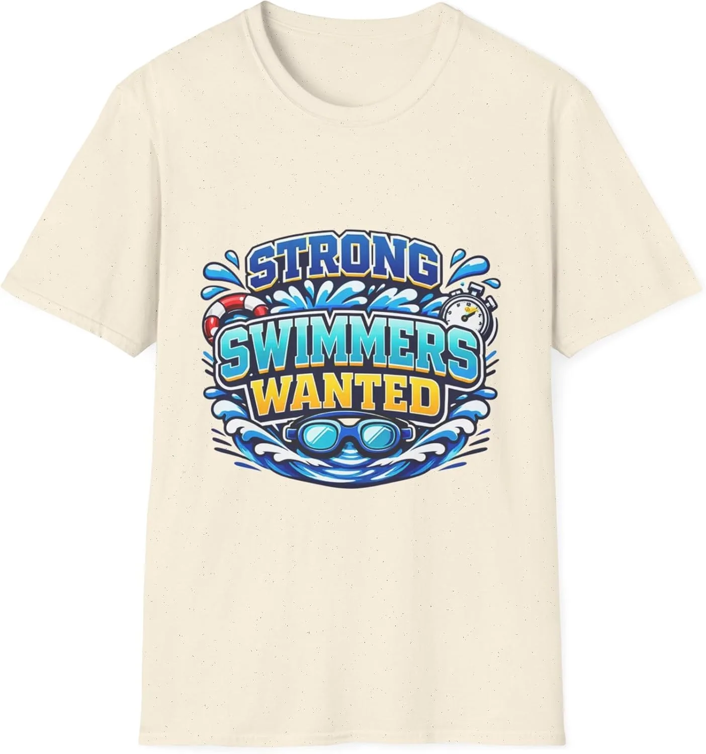 

Футболка Strong Swimmers Wanted с принтом в виде очков, спасательного круга и надписи