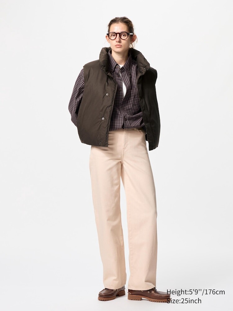 

Широкие прямые джинсы длинные Uniqlo, цвет 10 розовый