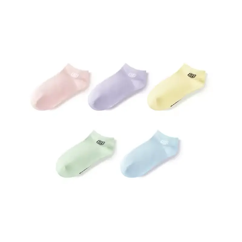 

Женские короткие носки, набор из 5 пар Skechers, 5 pack (темный красныйdish фиолетовый/sprout желтый зеленый/baby синий/белый skin розовый/custard)