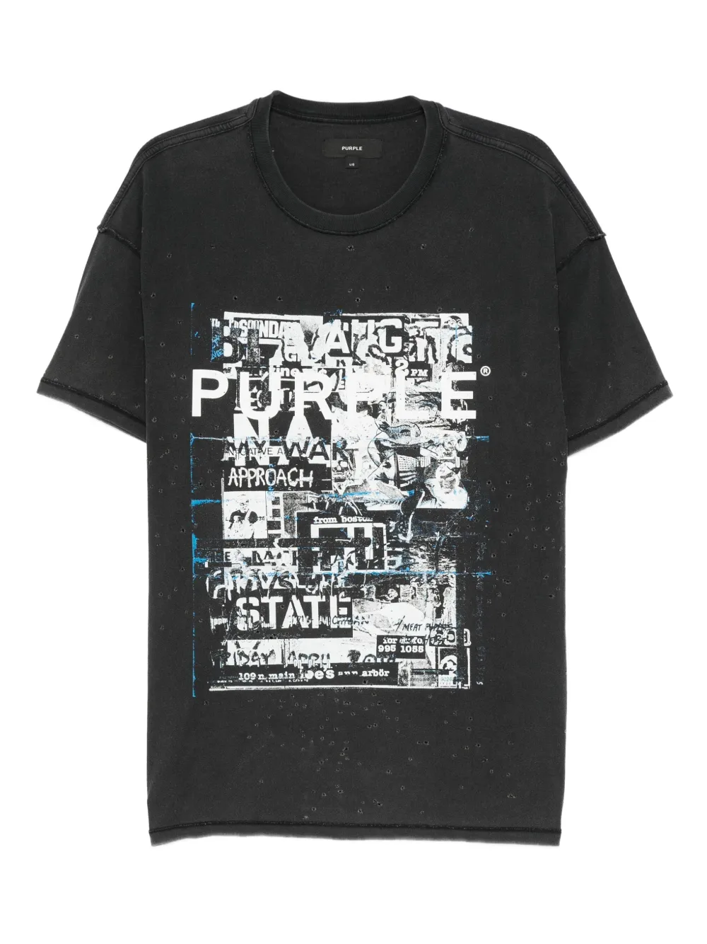 

Футболка с графическим принтом и эффектом потертости Purple Brand, черный