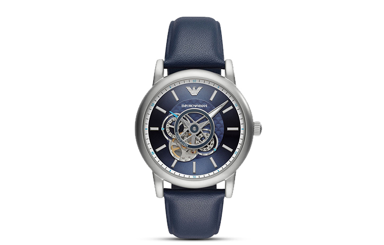 

EMPORIO ARMANI Часы Wrist Watch Mechanical Movement Leather Strap Blue Dial Men's Watch, Deep Sea Blue Watch Dial