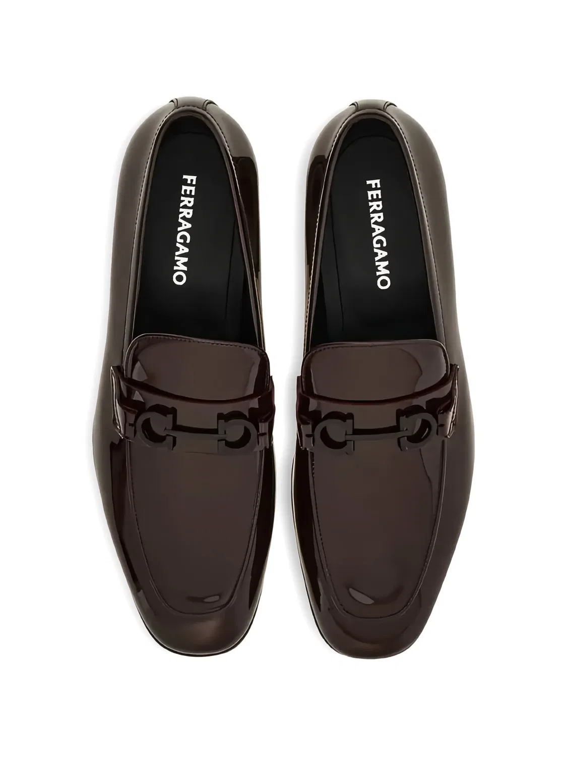 Лакированные лоферы с декором Gancini Ferragamo — фото 3
