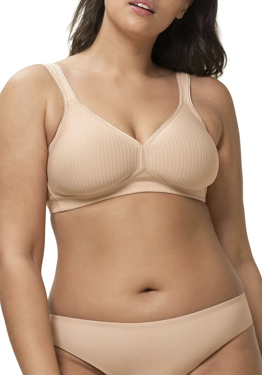 

Бюстгальтер Triumph без косточек "Modern Soft+Cotton N", в тонкую полоску, с формирующими чашками без набивки, бежевый