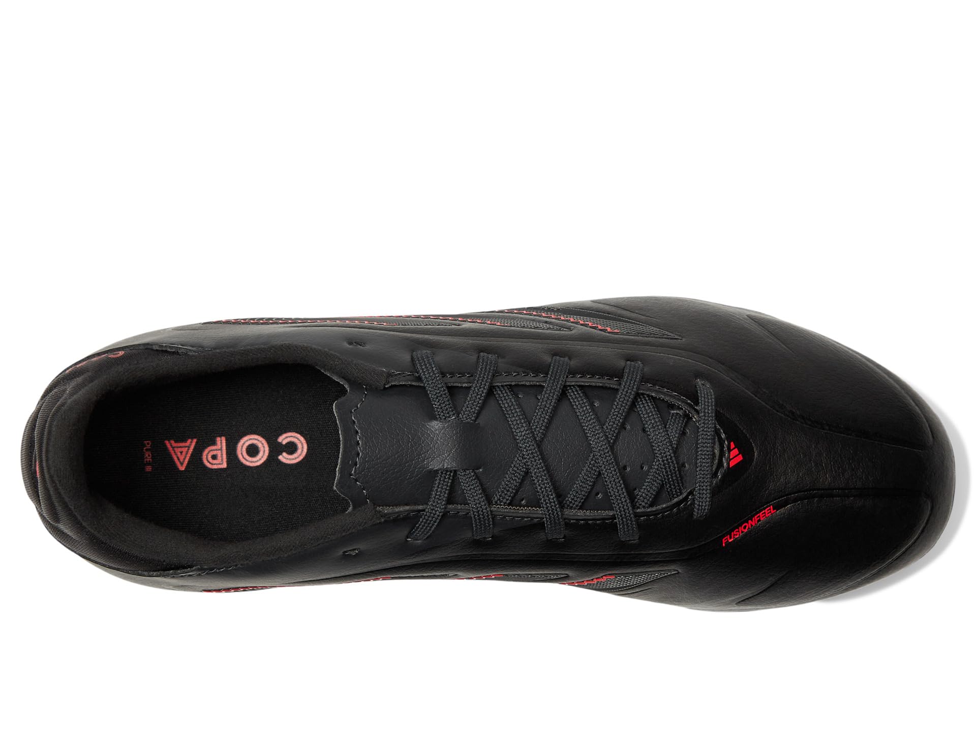 Кроссовки Adidas Kids Copa Pure 3 League Firm Ground/Multi Ground Soccer Cleats, Black/Carbon/Lucid Red — фото 2