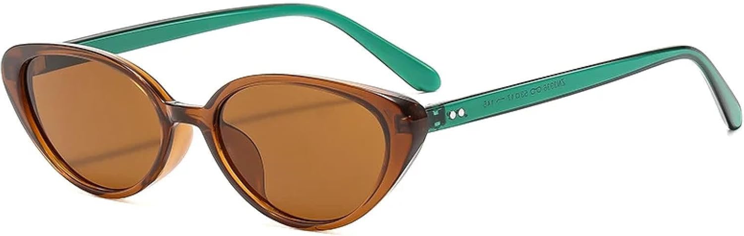 

Модные солнцезащитные очки Trend Luxury в маленькой оправе «кошачий глаз» для мужчин и женщин, для активного отдыха, путешествий и вождения, с защитой от УФ-излучения UV400 TKKTLLT, Green Brown