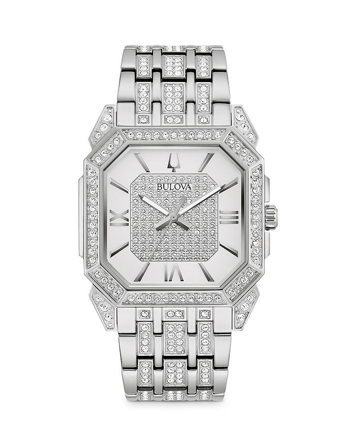

Часы Bulova с кристаллами, 40 мм, серебряный