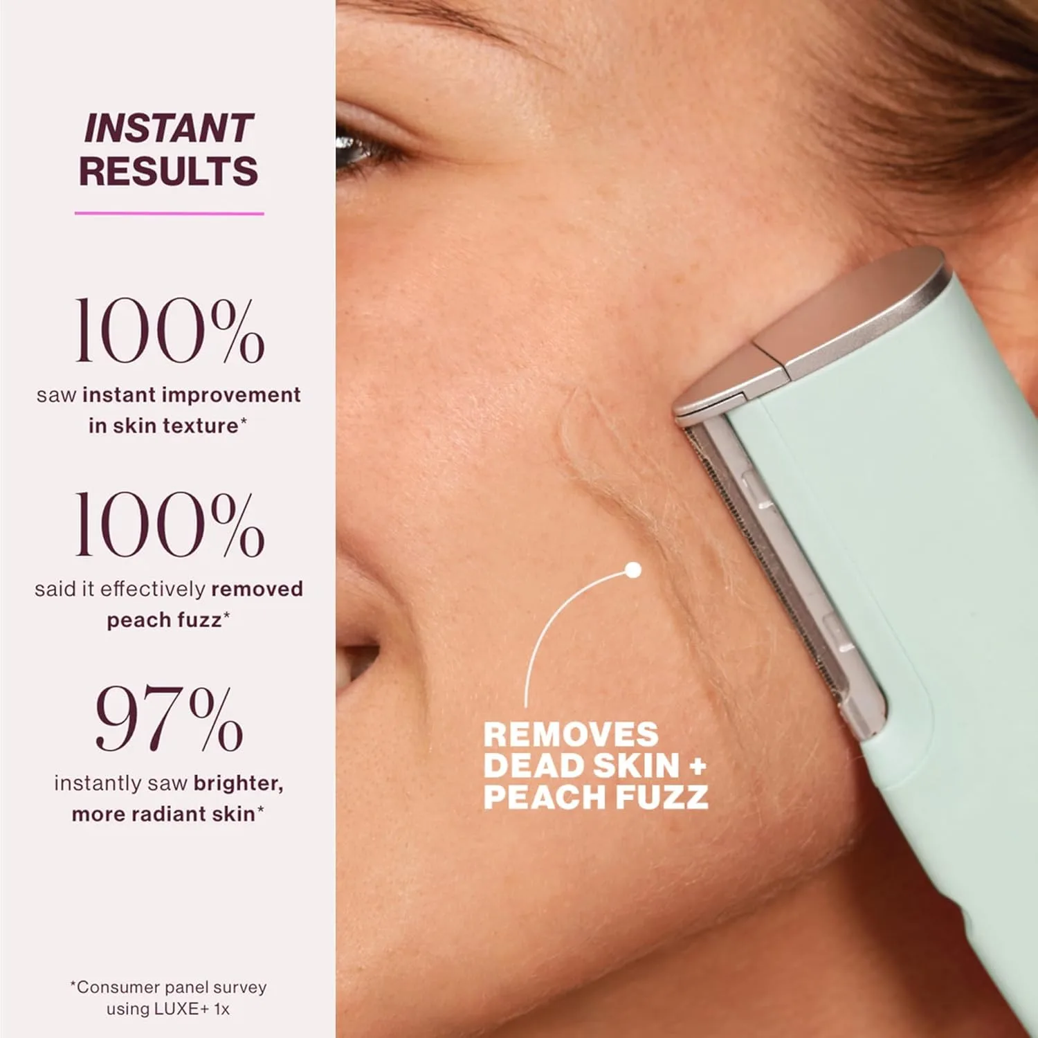 Инструмент для звуковой дермапланинга DERMAFLASH LUXE+ для удаления пушковых волос на лице, омоложения и отшелушивания., Seafoam — фото 2