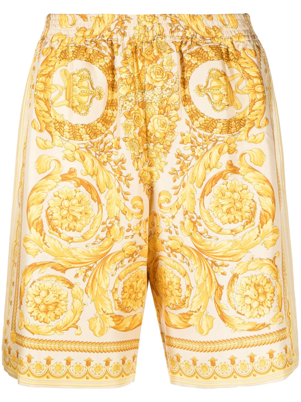 

Шелковые шорты с принтом Barocco VERSACE, желтый