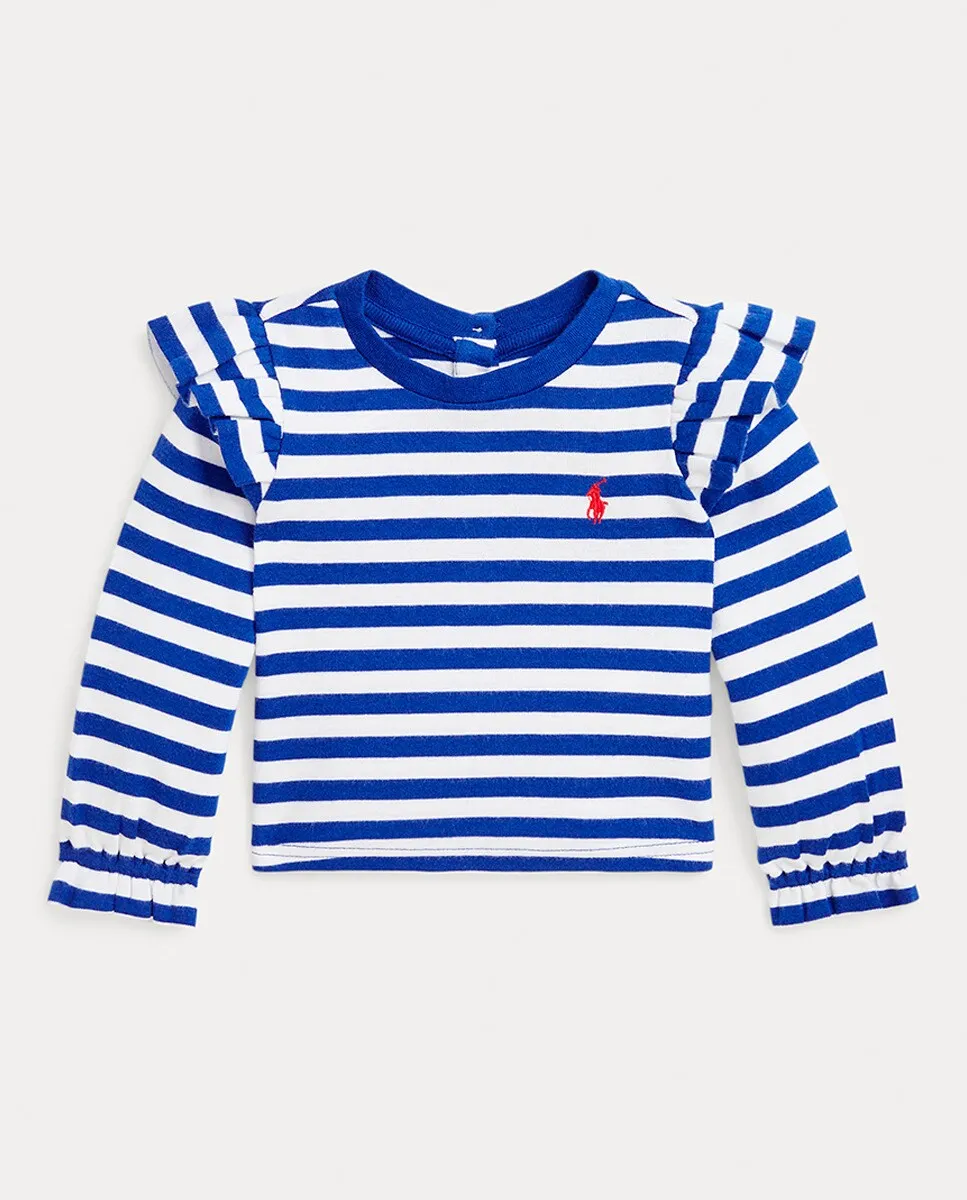 

Футболка с длинными рукавами и оборками для девочки Polo Ralph Lauren, синий