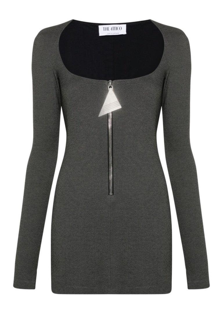 

Облегающее мини-платье с длинными рукавами The Attico, серый