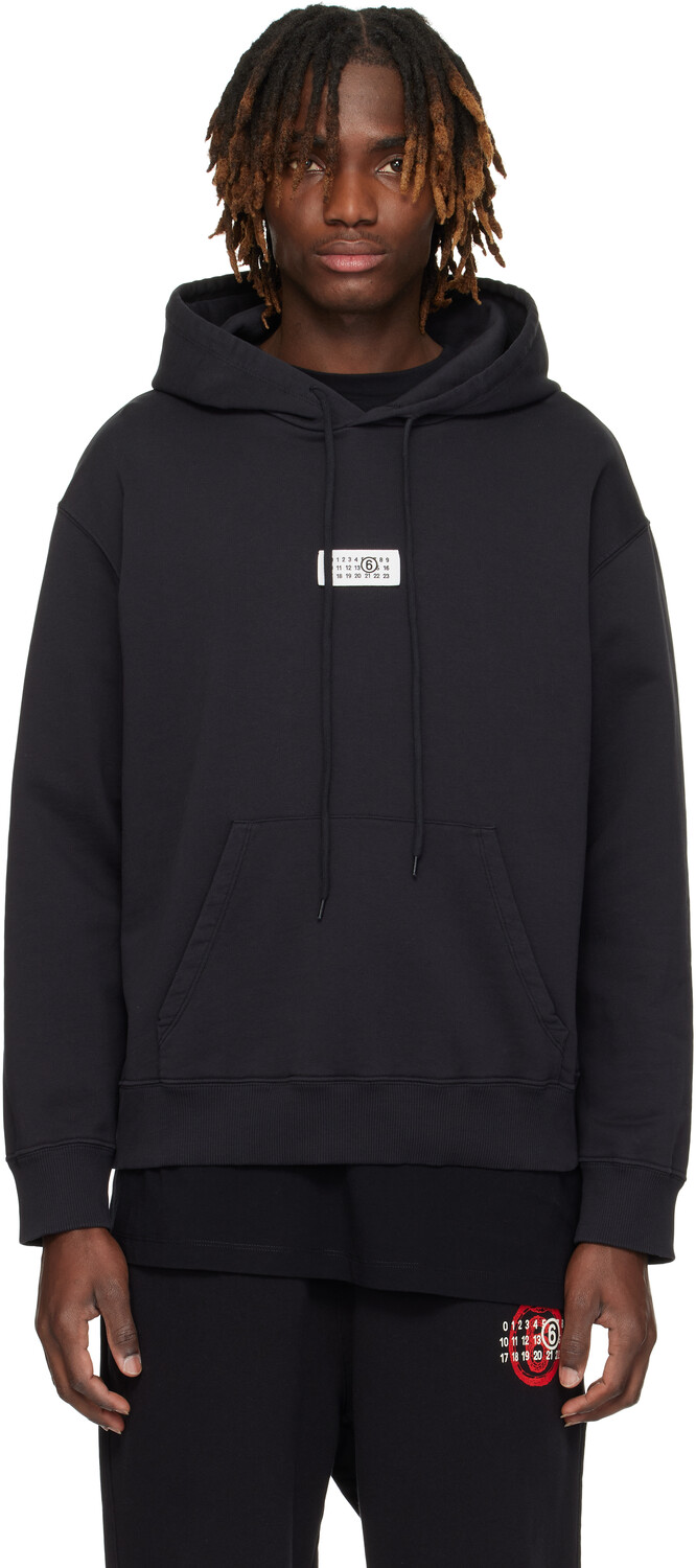 

Черная толстовка с капюшоном из нечесаного хлопка MM6 Maison Margiela