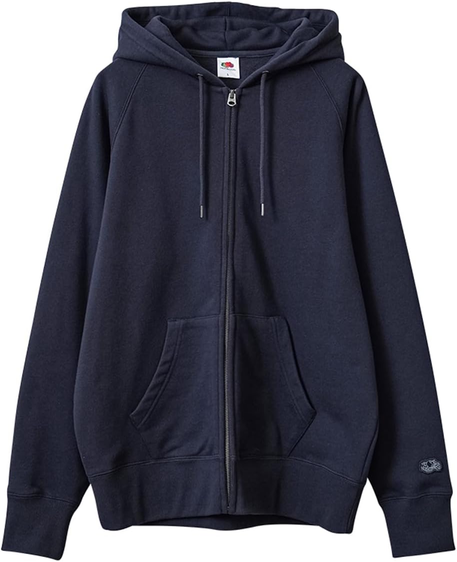 

Худи Fruit of the Loom 81350000, базовая толстовка, худи на молнии, мужская, женская, на флисовой подкладке, однотонная, с капюшоном, темно-синий