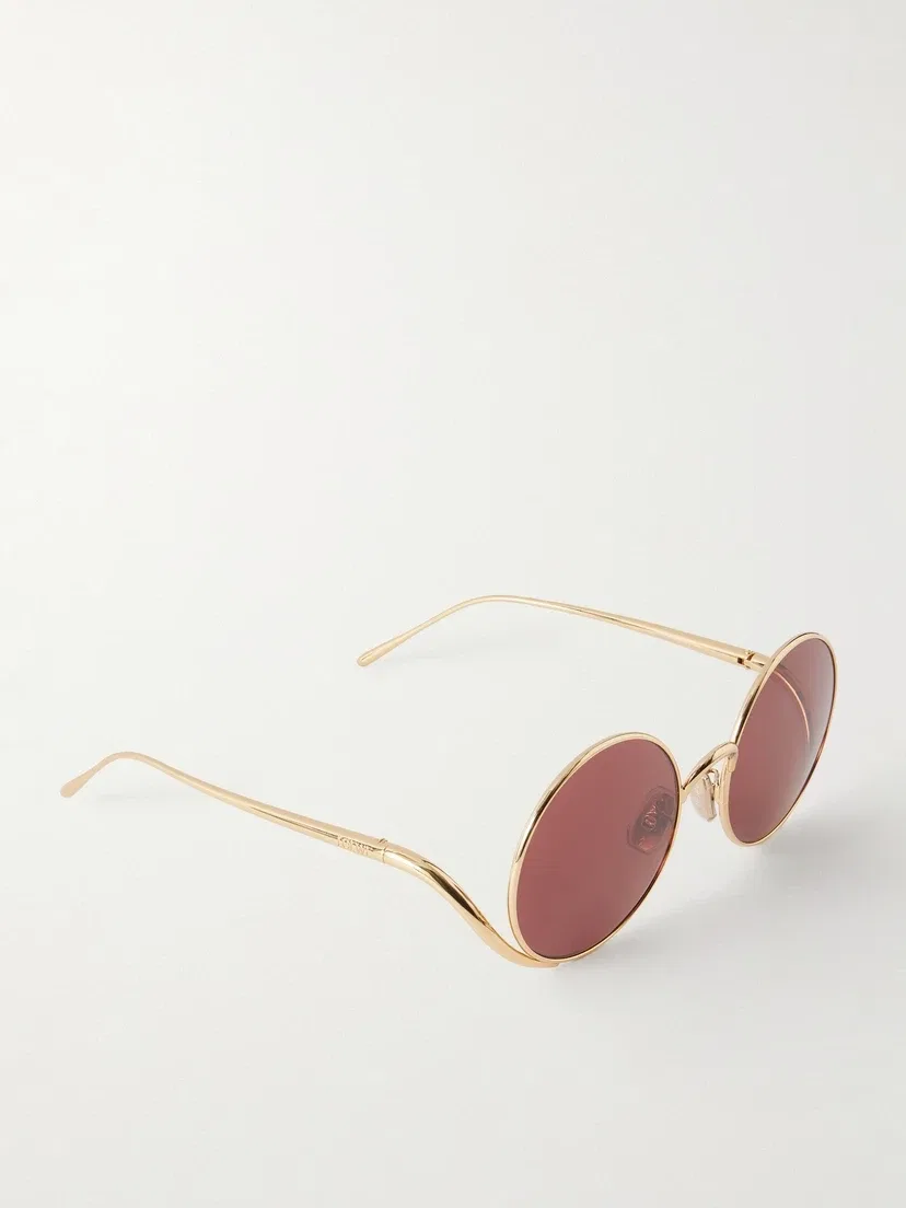 Солнцезащитные очки с круглой оправой золотистого цвета LOEWE EYEWEAR, золотой — фото 3