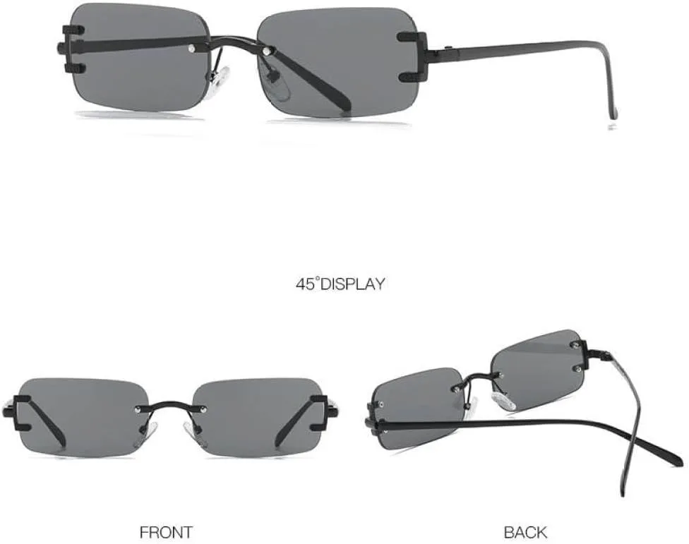 

Солнцезащитные очки MUTYNE маленького прямоугольного размера без оправы, для мужчин и женщин, винтажные очки с защитой от УФ-излучения UV400, C6 Black Gray