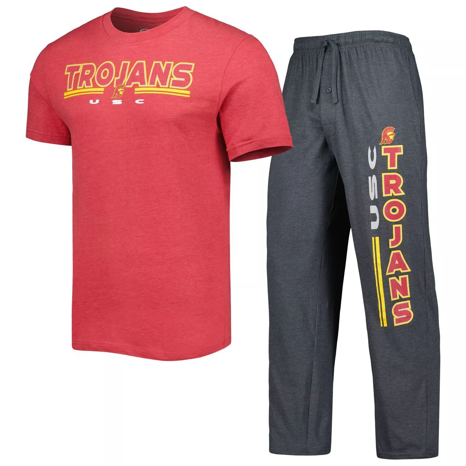 

Мужской комплект для сна с футболкой и брюками Concepts Sport Cardinal/Charcoal USC Trojans Meter