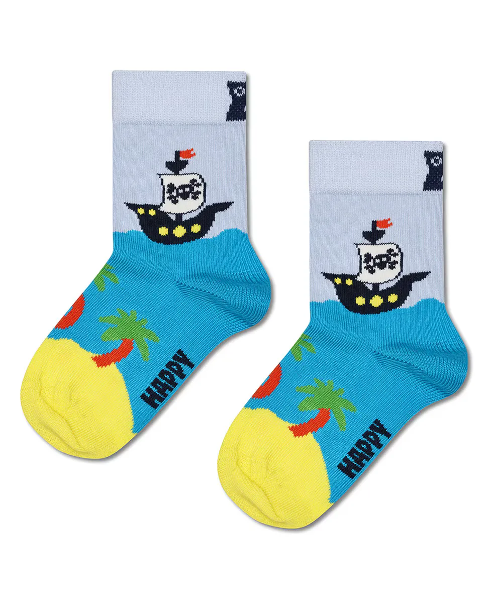 

Длинные носки для мальчиков с синим принтом и пиратами Happy Socks, синий индиго