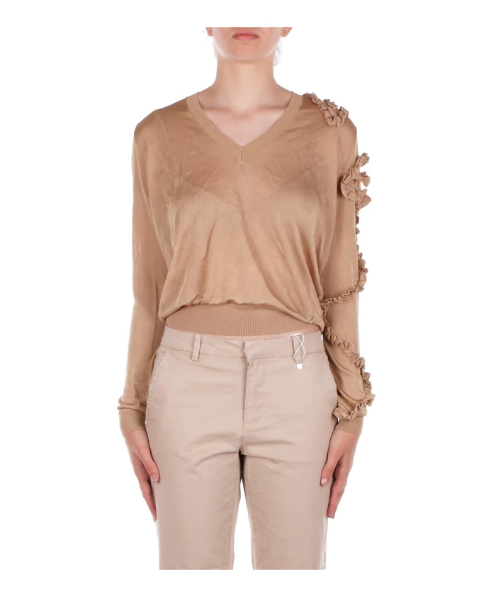 

Коричневый свитер с вышитым логотипом спереди. Liu Jo, коричневый