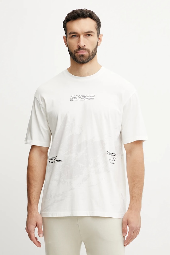 

Хлопковая футболка ЛЮБИТЬ Guess, белый