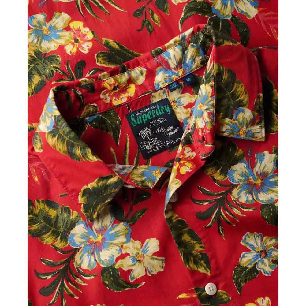 Рубашка с коротким рукавом Superdry Hawaiian Print, красный — фото 4
