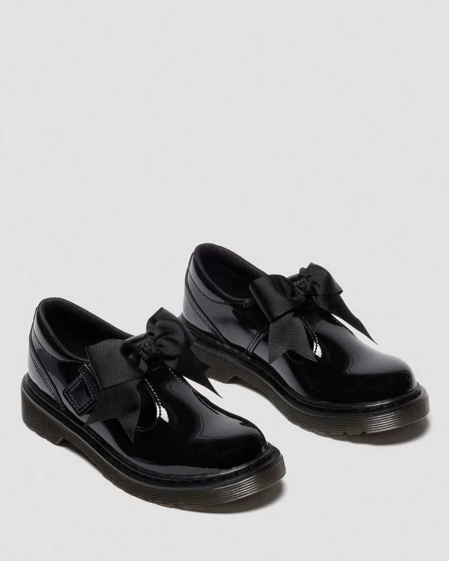 Туфли Dr Martens Polley II Junior с бантом, лакированная кожа, черный — фото 4