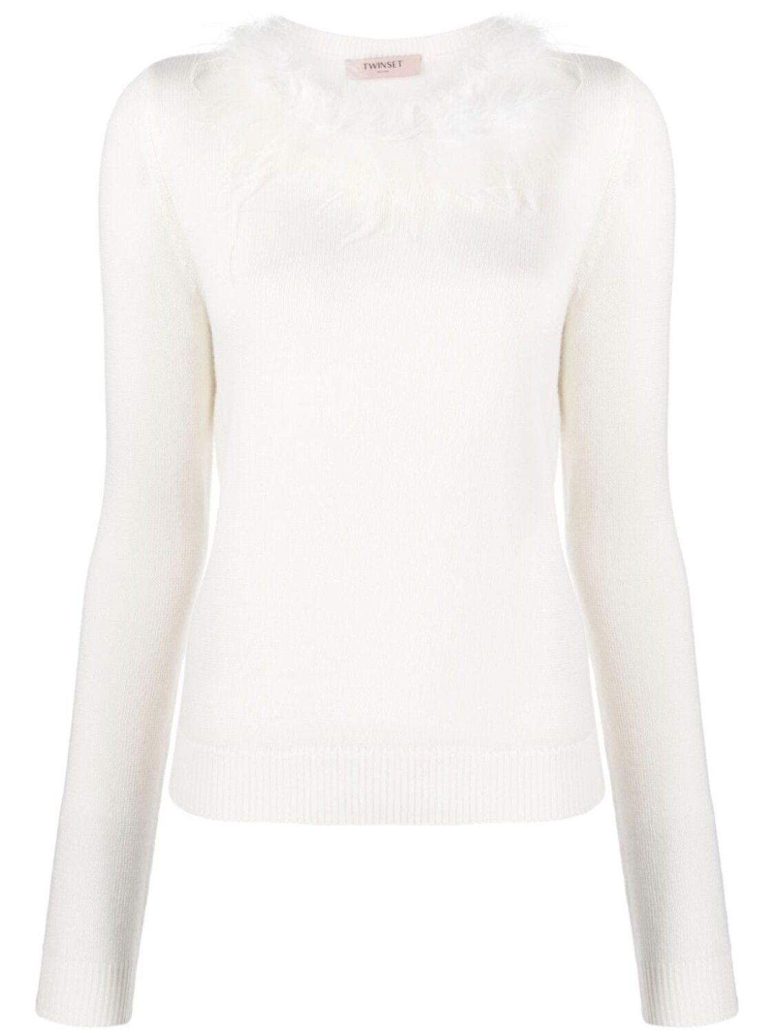 

TWINSET faux fur-trim knitted top, белый