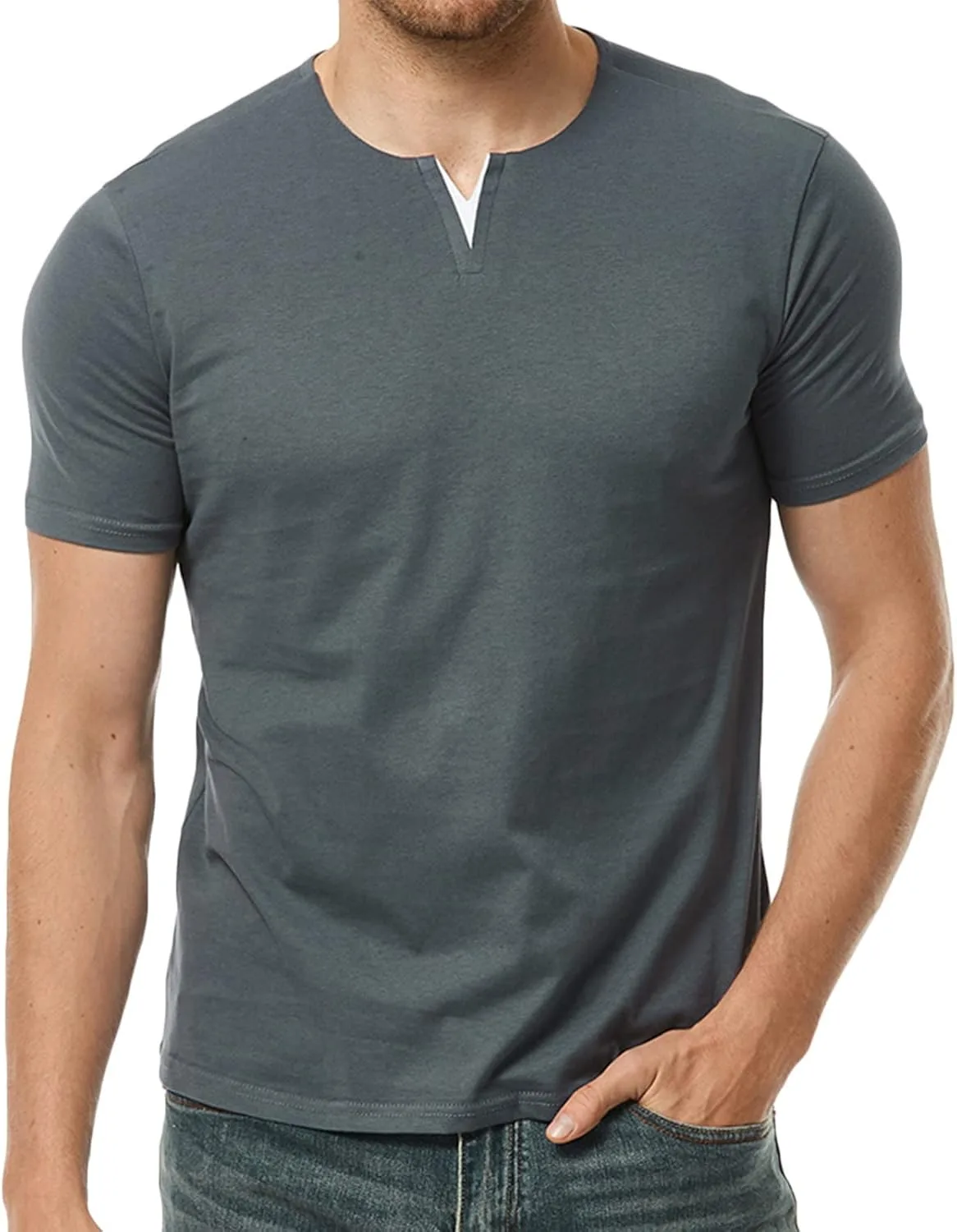 

Zeiyignr мужская футболка Slim Fit V-образный вырез короткий рукав