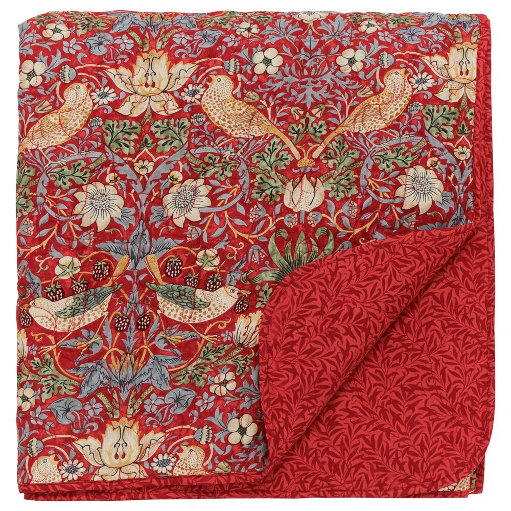 

Покрывало Morris & Co. Strawberry Thief, красное