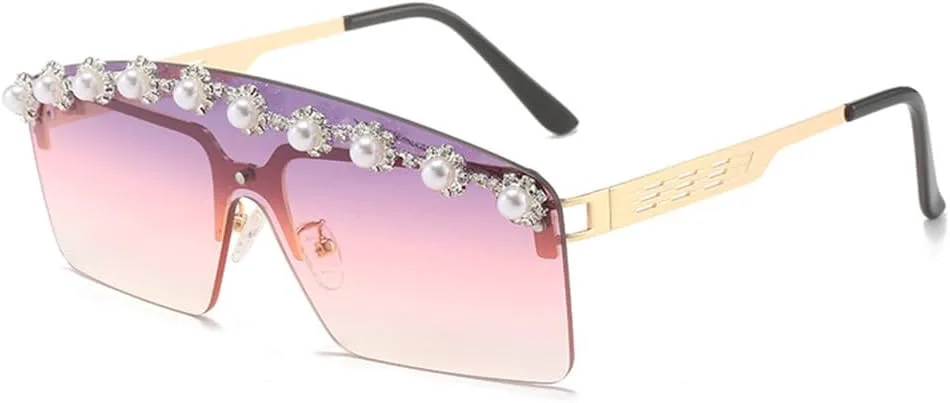 

Женские солнцезащитные очки без оправы, цельные солнцезащитные очки UV400 в винтажном стиле с градиентным переходом, декоративные солнцезащитные очки HCPIHF, C2