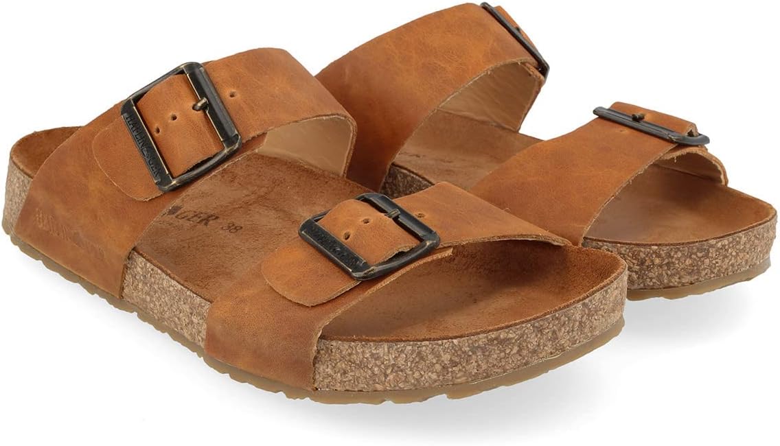 HAFLINGER Andrea Elegant кожаные сандалии с резиновой подошвой и корковой латексной стелькой Unisex, карамельный — фото 3