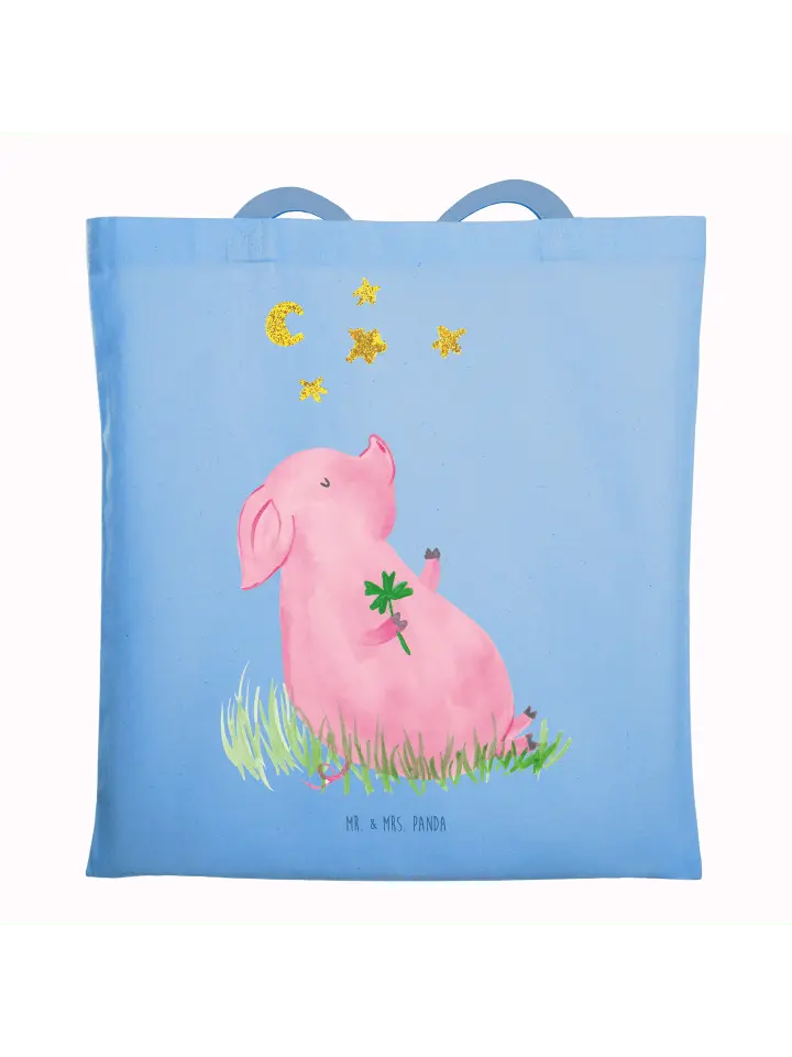 

Сумка для переноски Mr & Mrs Panda Schwein Glück ohne Spruch, небесно-синий