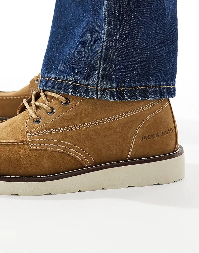 Замшевые ботинки Jack & Jones на шнуровке, светло-коричневые — фото 2