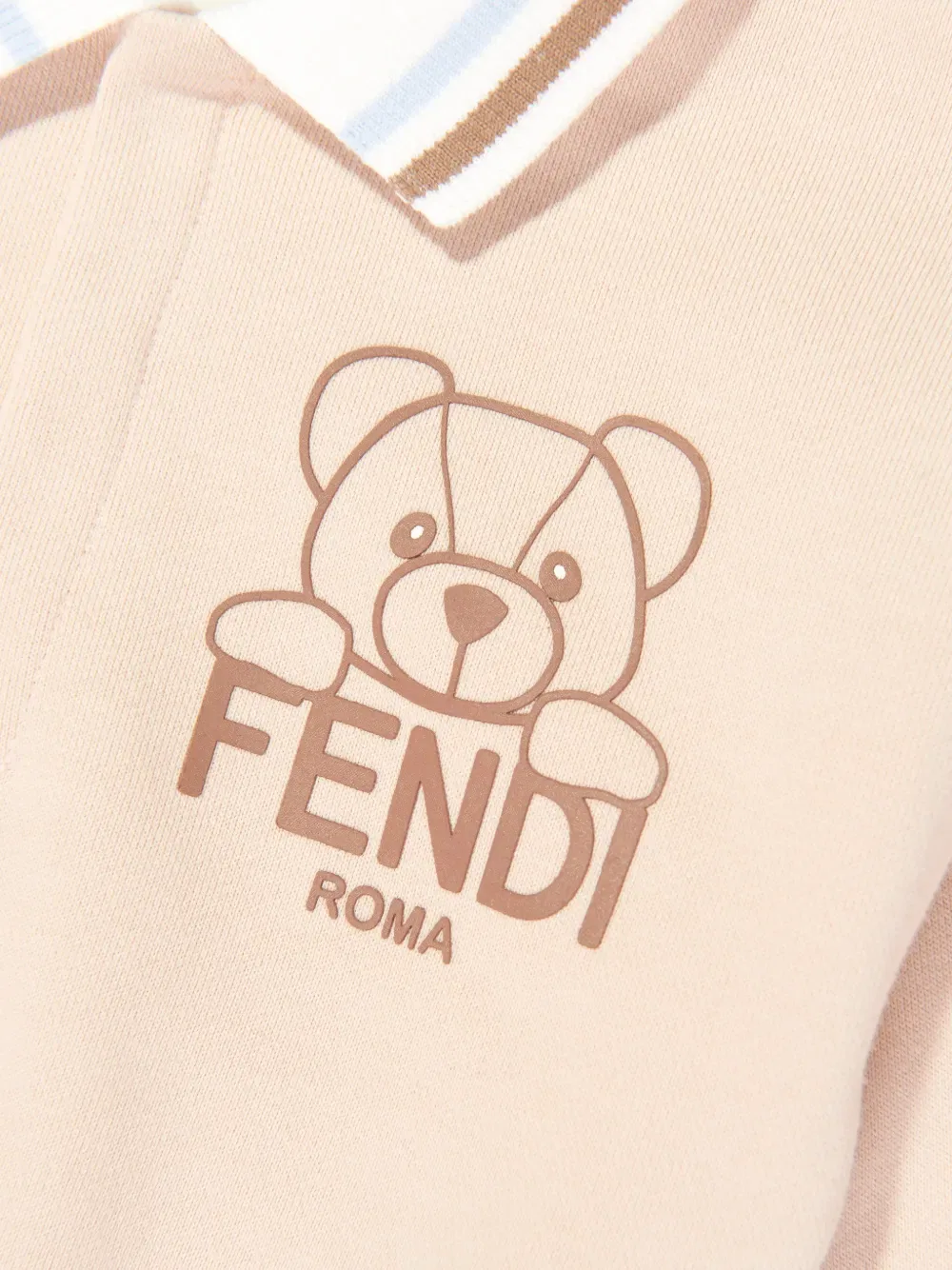Свитер с воротником поло с принтом Teddy Bear Fendi Kids, нейтральный — фото 4