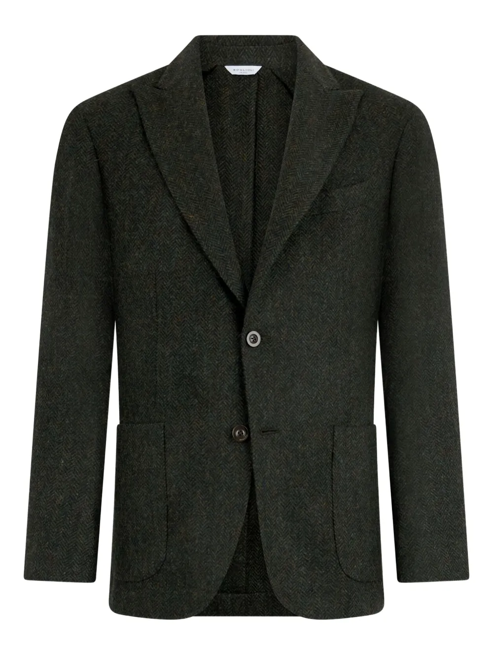 

Однобортный пиджак из шетландской шерсти Boglioli, зеленый