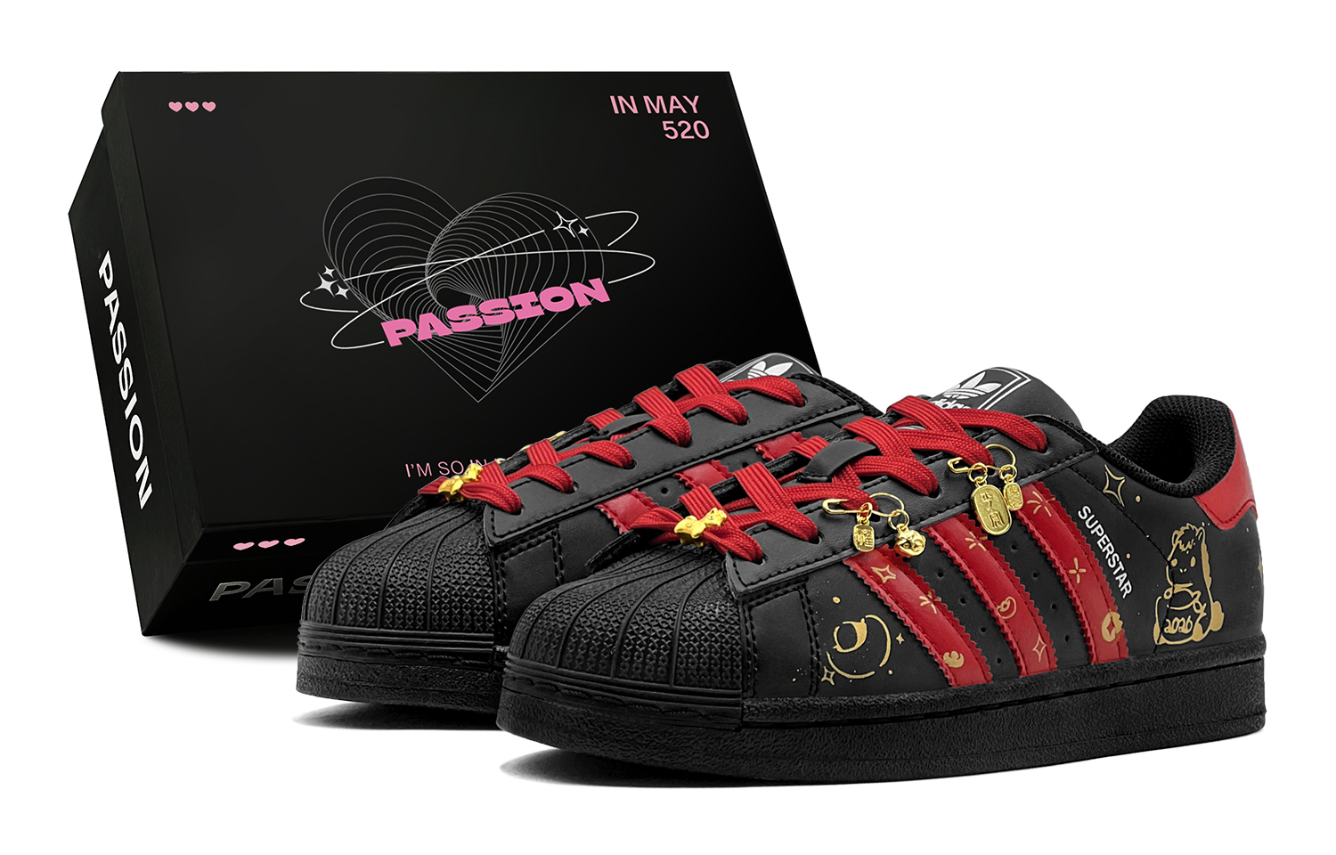 

Superstar 2 Couple's Wealth Pony CNY New Year Edition, Year Of The Horse Low top Skateboard Shoes Adidas Originals, brick красный