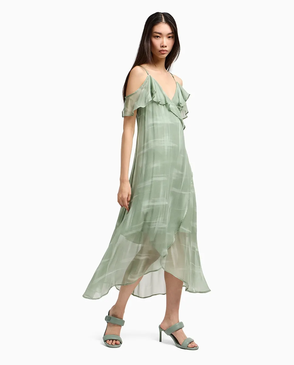 

Платье миди с принтом и бретельками Armani Exchange, цвет Verde Agua