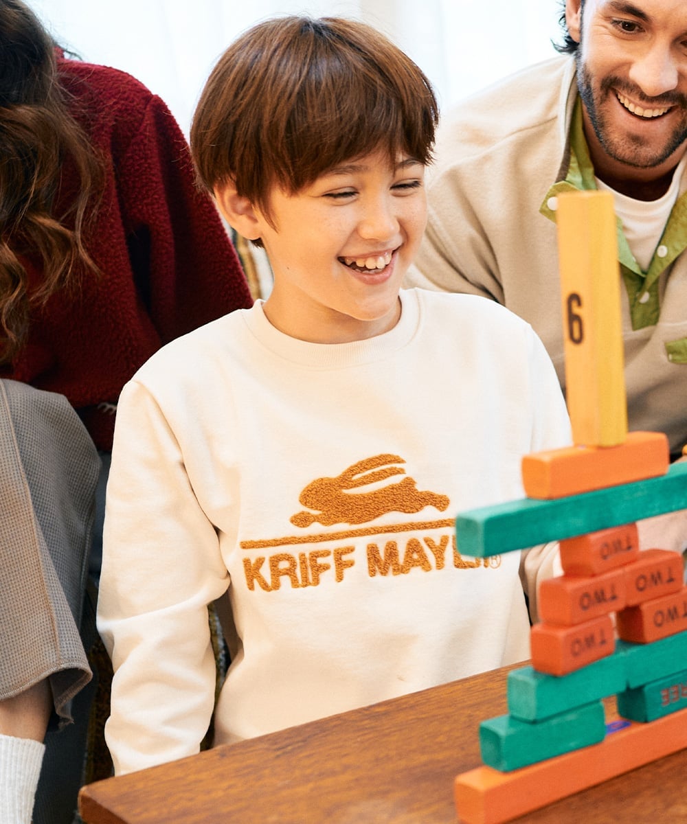(K) Вышитый флисовый свитер Sagara с круглым вырезом (логотип) KRIFF MAYER, NATURAL