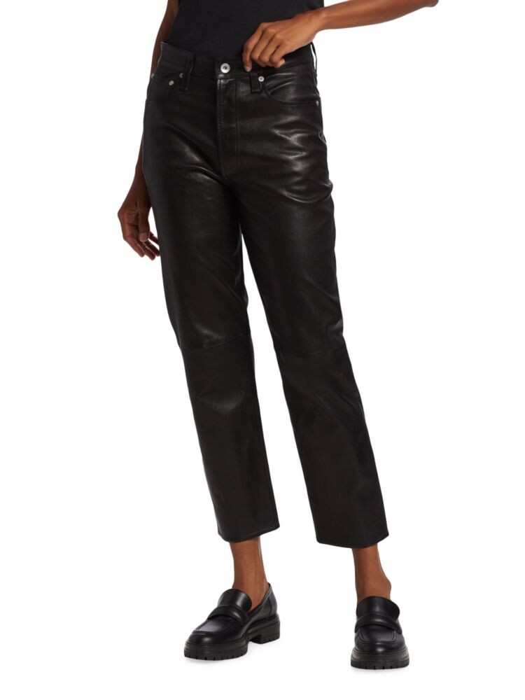 

Кожаные брюки узкого кроя ICONS Rag & Bone, черный