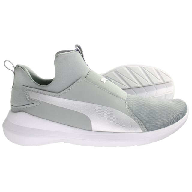 Серебряные женские кроссовки Rebel Mid Quarry Puma, серебряный — фото 4