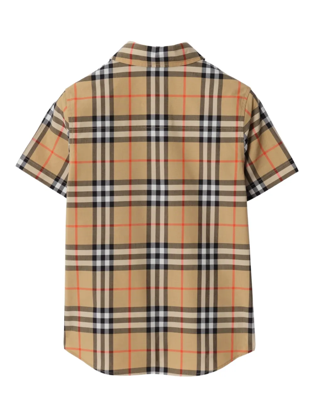 Рубашка с короткими рукавами в клетку Burberry Kids, бежевый — фото 2