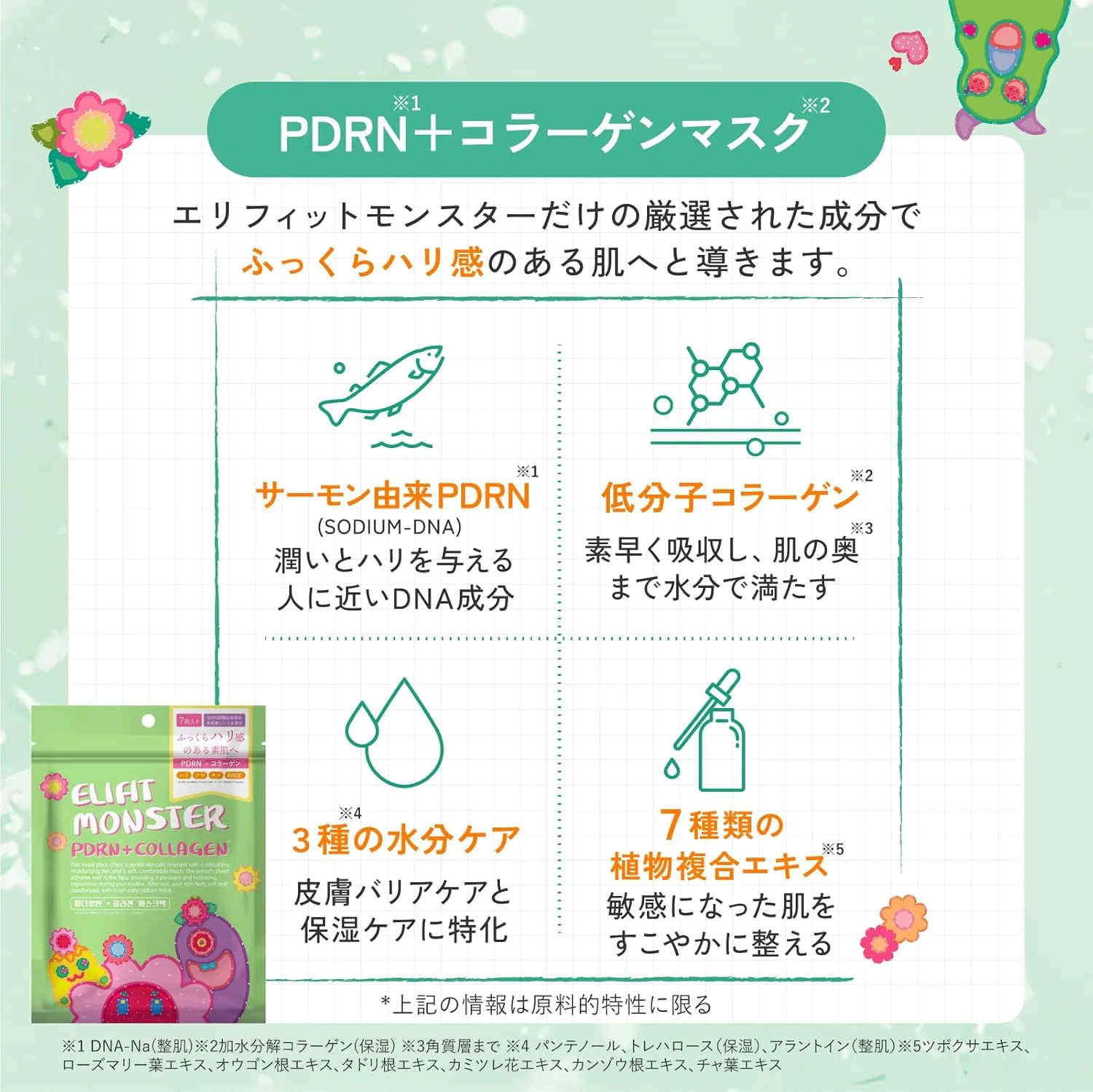 Спрей для тела Daily Body Mist с ароматом персика Dancing Whale, набор из 3 видов и масок Elifit Monster — фото 2