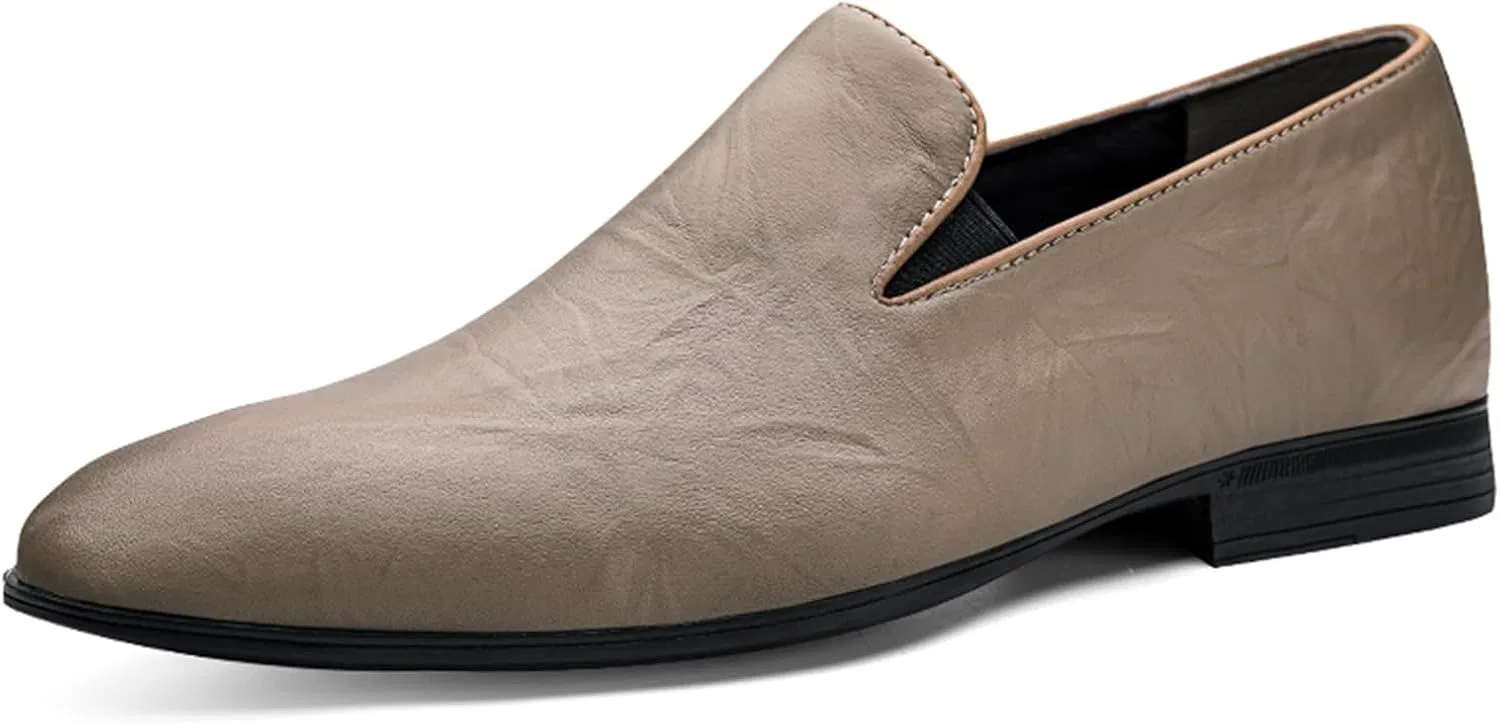 Туфли лоферы кожаные мужские, повседневные, Beige TIXEWSJH