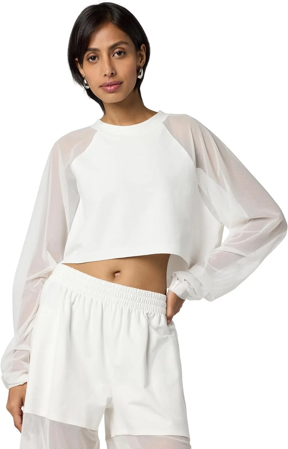 

Norma Kamali Женский оверсайз топ с регланными рукавами и сеткой