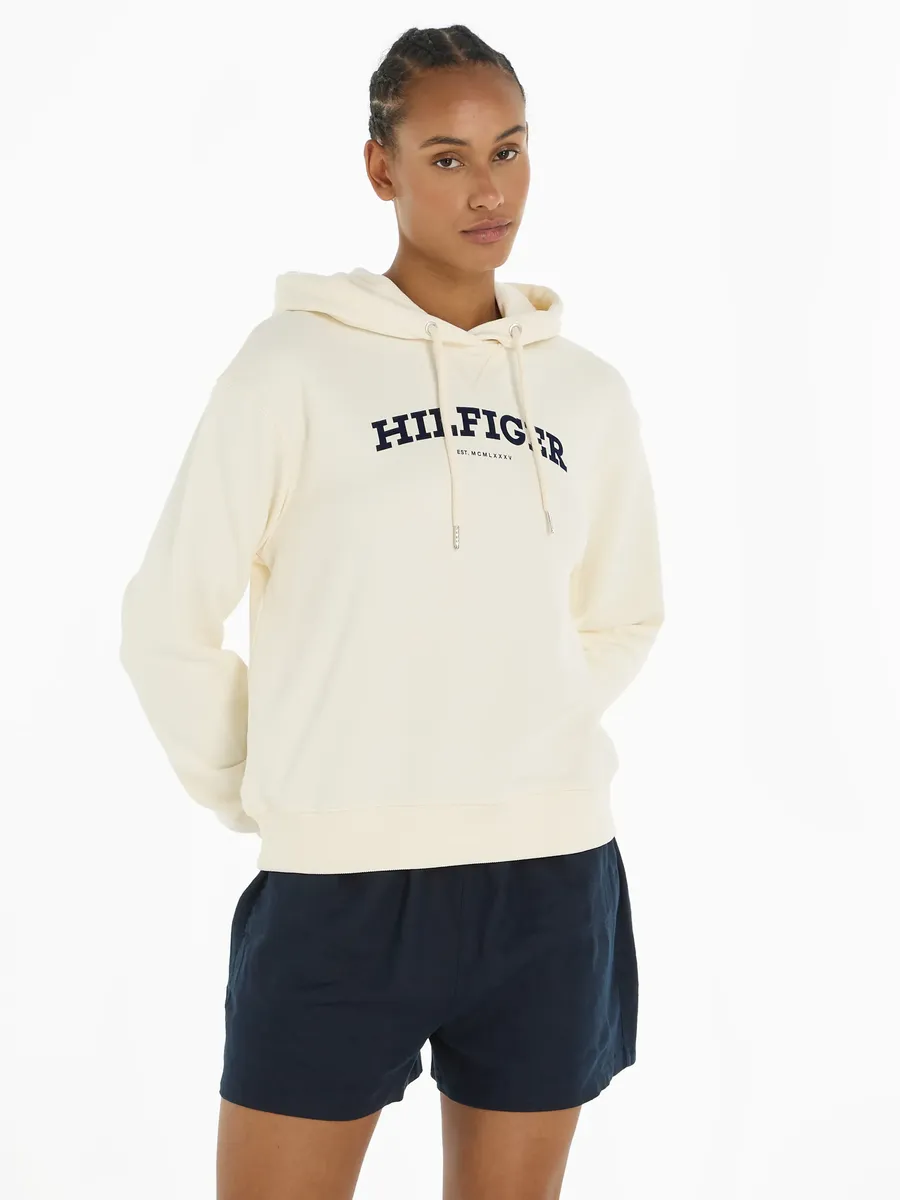 

Толстовка Tommy Hilfiger "REG MONOTYPE FLOCK HOODIE" с надписью-логотипом, цвет Calico