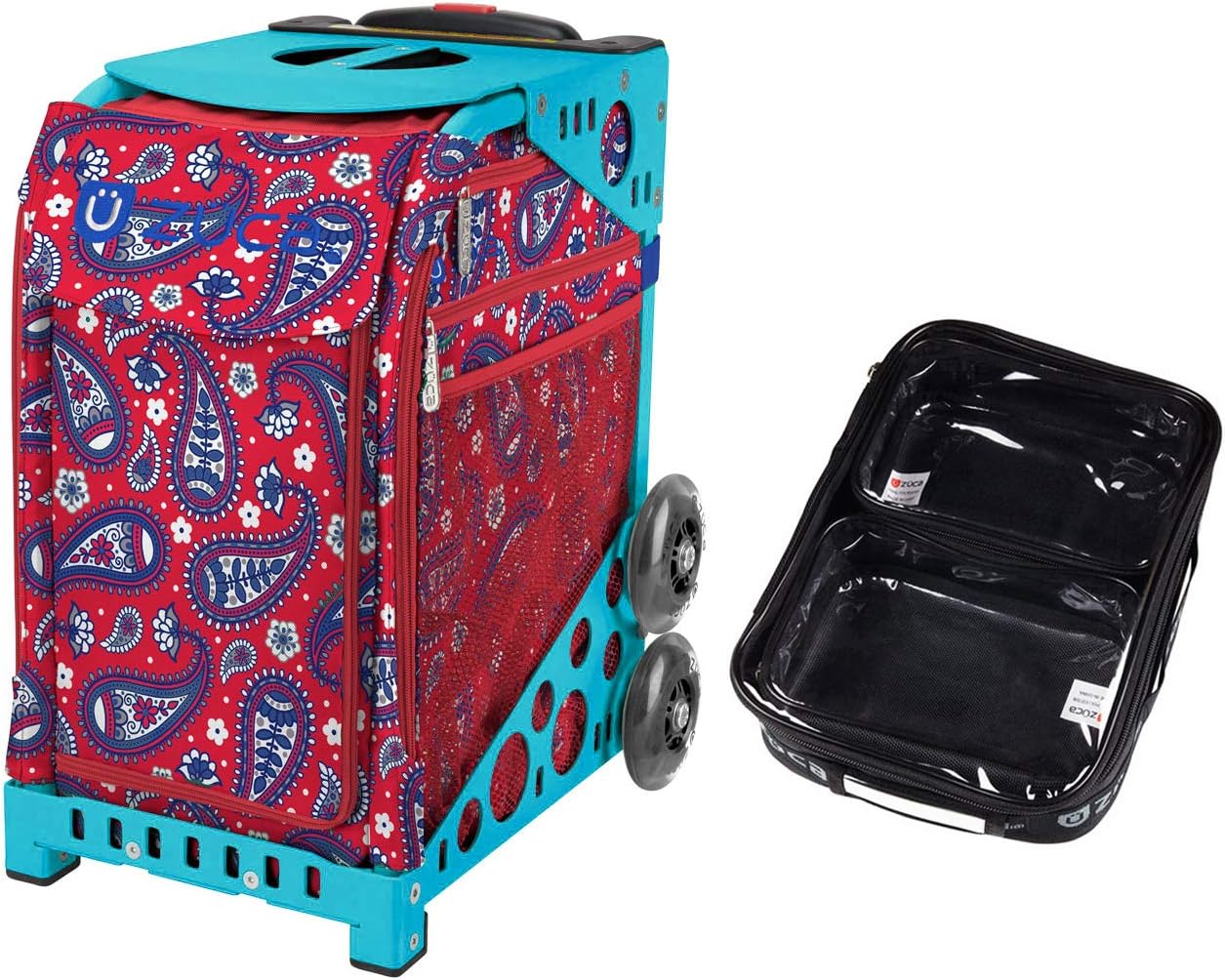 

Спортивная сумка Zuca с узором пейсли красного цвета с подарочными пакетами: одним большим и двумя маленькими (бирюзовая оправа), Красный, Спортивная сумка Zuca с узором пейсли красного цвета с подарочными пакетами: одним большим и двумя маленькими (бирюз