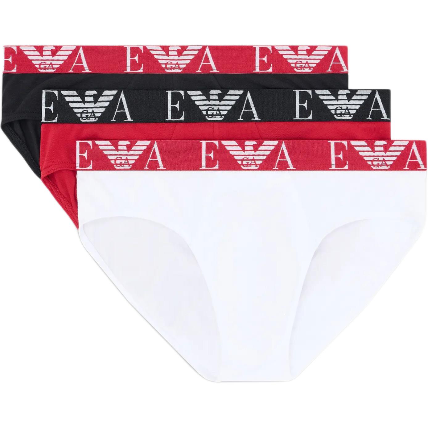 

Три пары трусов с крупным логотипом-монограммой EMPORIO ARMANI, черный
