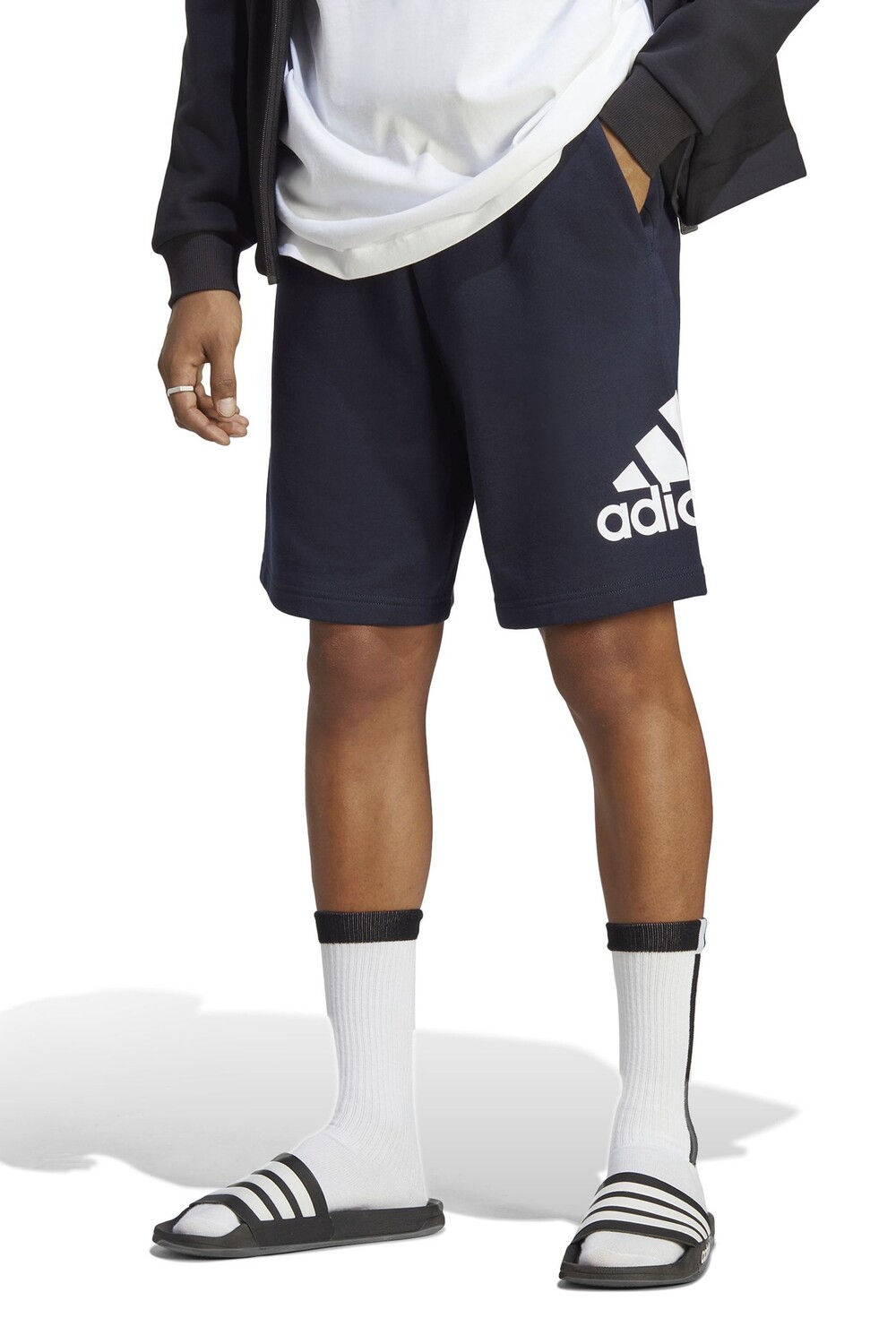 

Шорты Sportswear Essentials из махровой ткани с большим логотипом adidas, синий